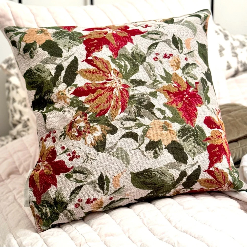2/ Woven Holiday Floral Square Throw Pillow designed with Studio Mcgee